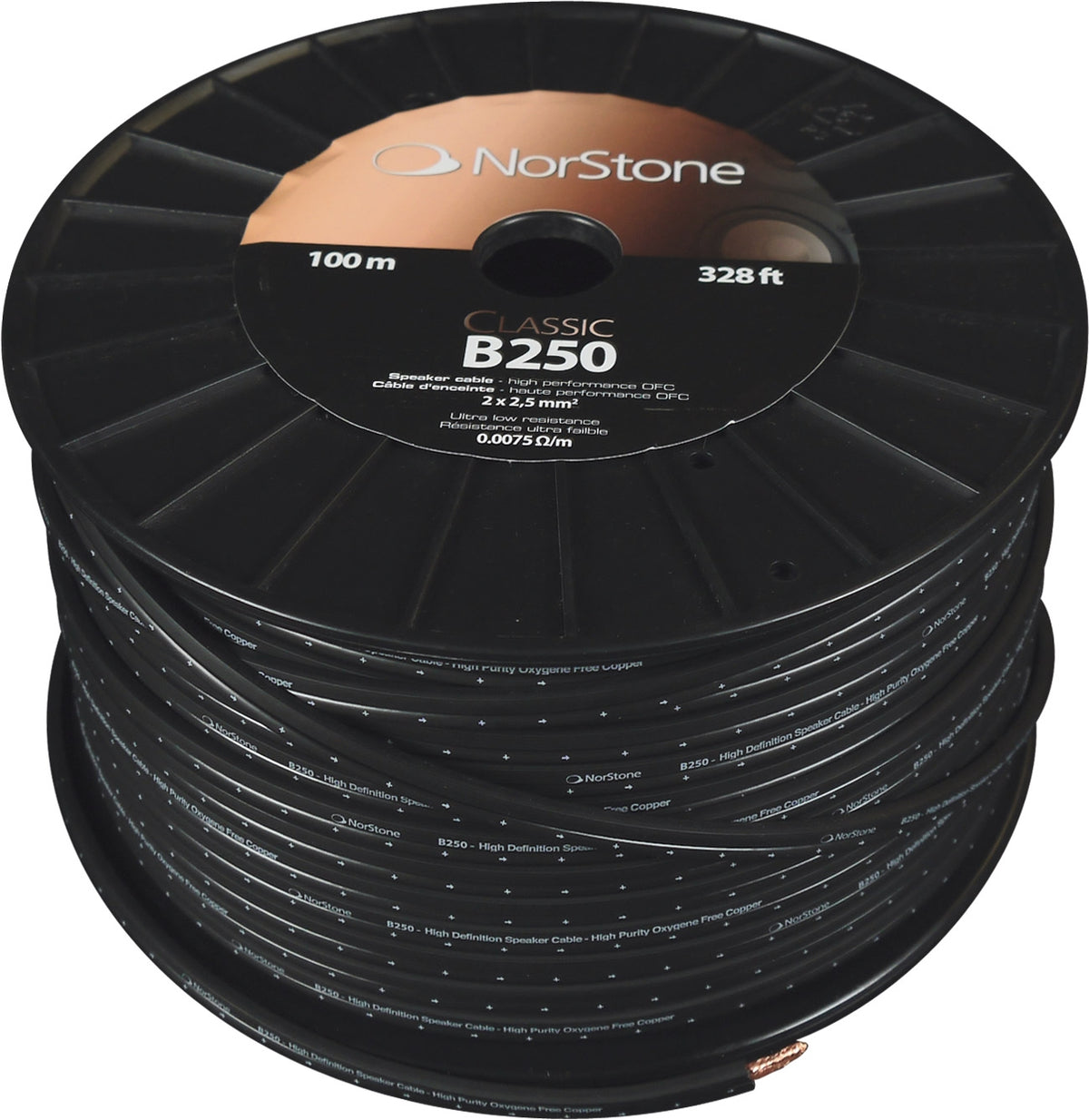 NorStone B250 Højttalerkabel (2 x 2.5mm2) Sort 100 m