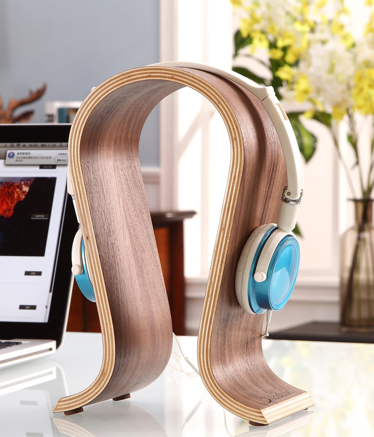 NorStone Wooden Headphone Stand Walnut Veneer