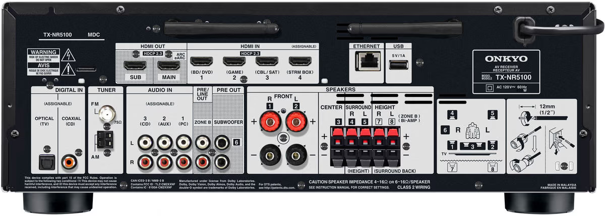 Onkyo TX-NR5100 7-2 Kanal Netværks AV Receiver Sort